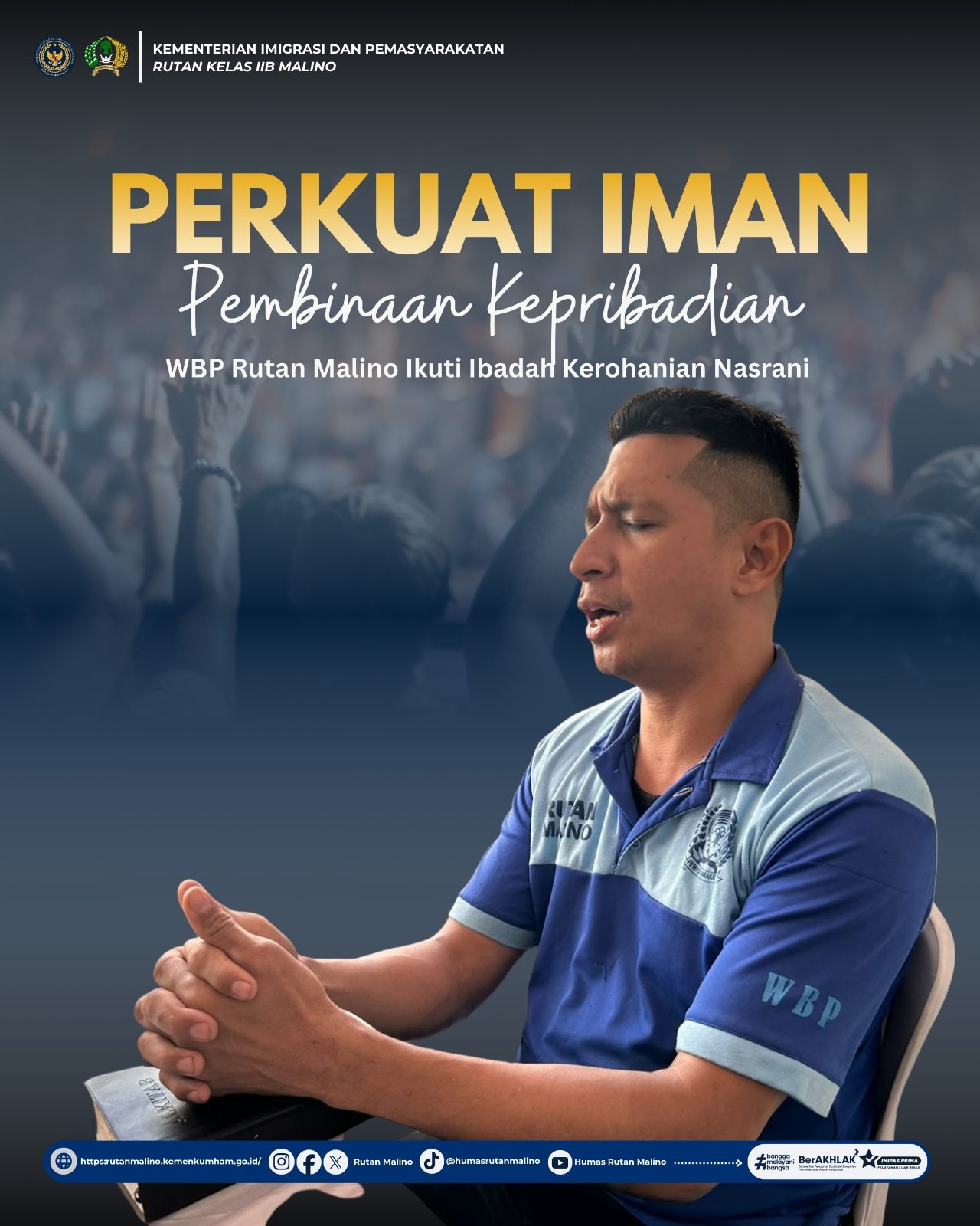 Perkuat Iman dan Pembinaan Kepribadian, WBP Rutan Malino Ikuti Ibadah Kerohanian Nasrani
