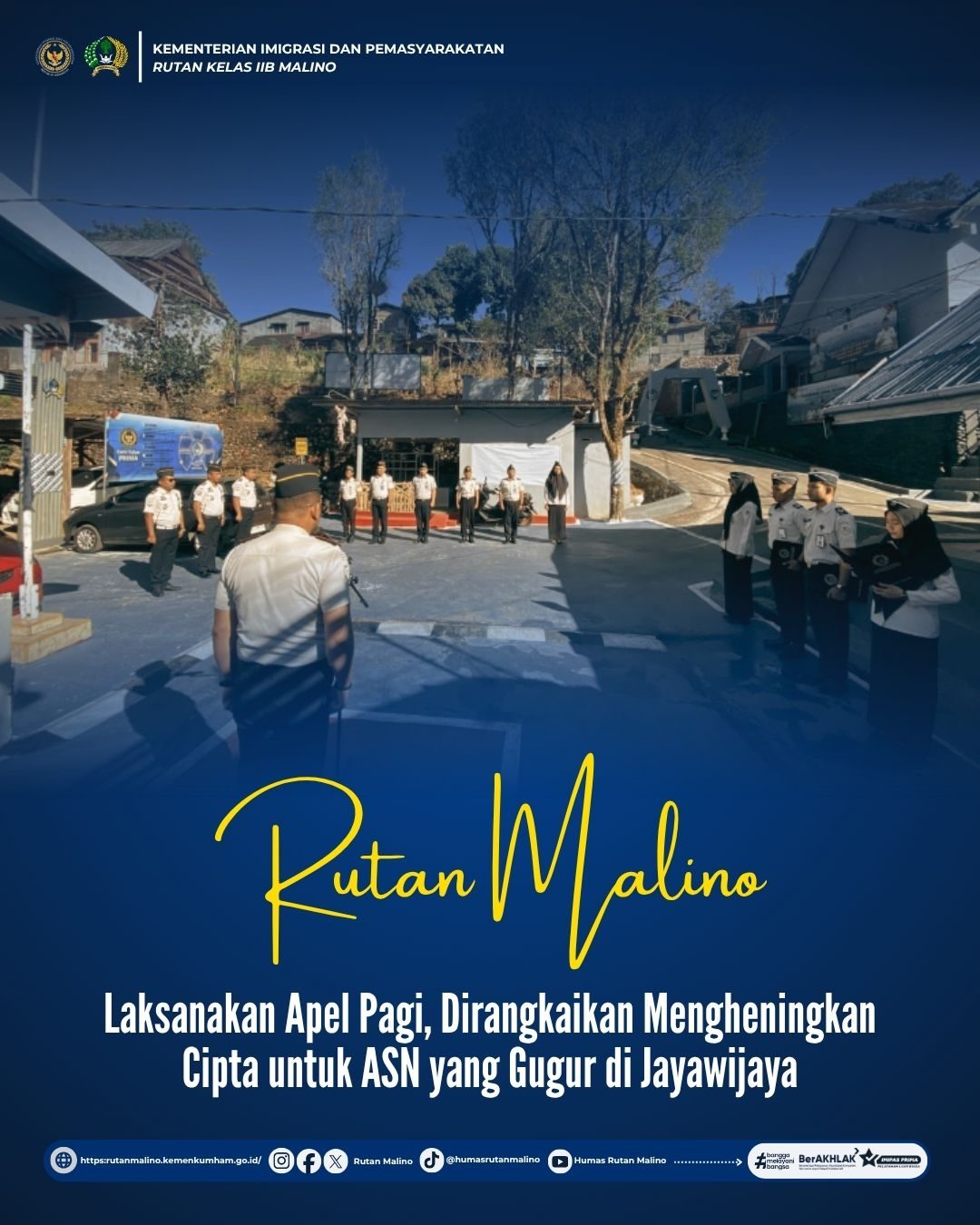 Rutan Malino Laksanakan Apel Pagi, Dirangkaikan Mengheningkan Cipta untuk ASN yang Gugur di Jayawijaya