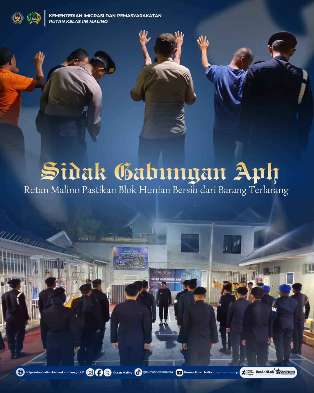 Sidak Gabungan APH, Rutan Malino Pastikan Blok Hunian Bersih dari Barang Terlarang