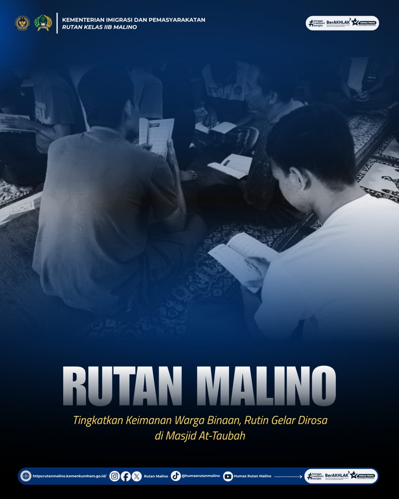 Tingkatkan Keimanan Warga Binaan, Rutan Malino Rutin Gelar Dirosa di Masjid At-Taubah