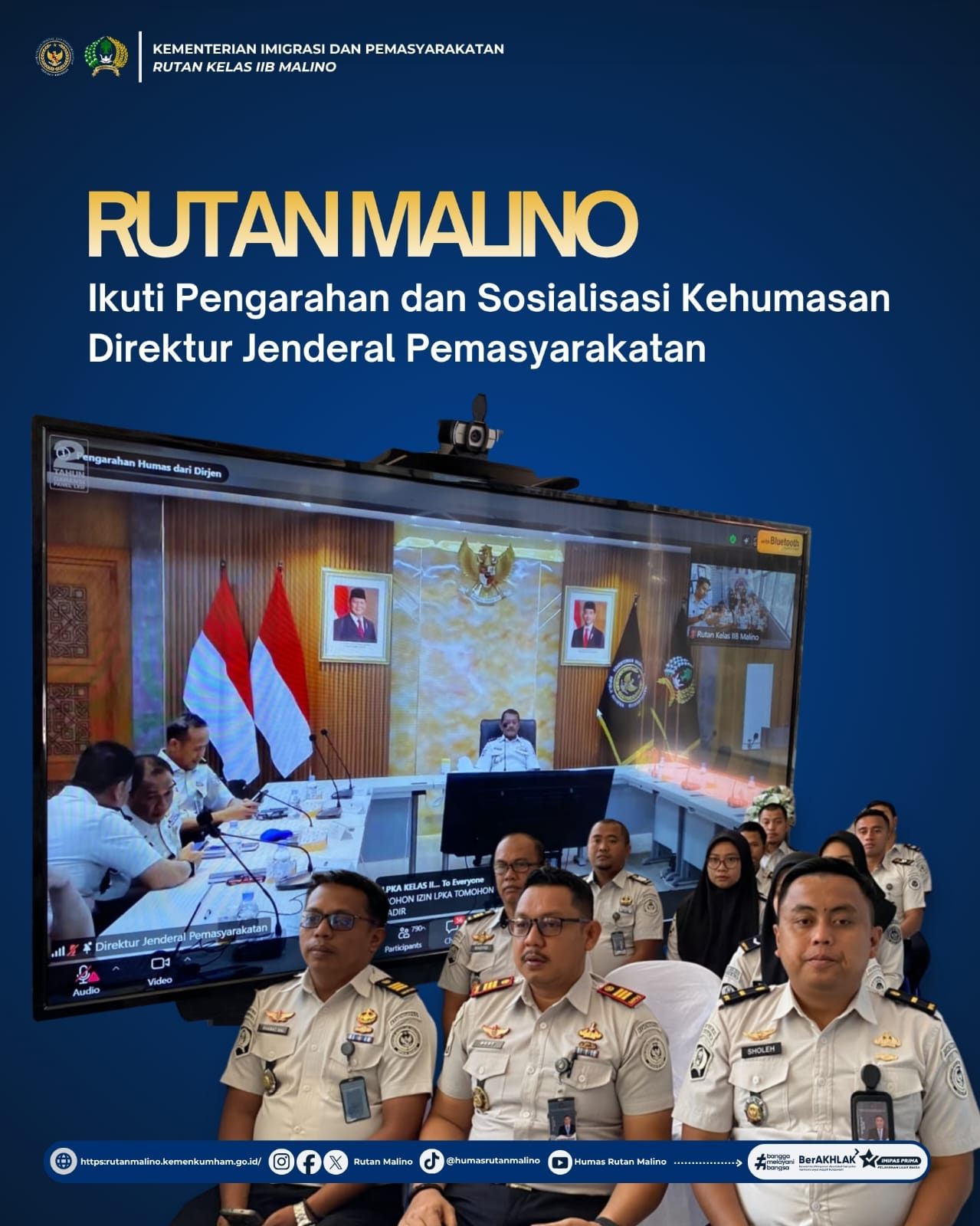 Rutan Malino Ikuti Pengarahan dan Sosialisasi Kehumasan Direktur Jenderal Pemasyarakatan