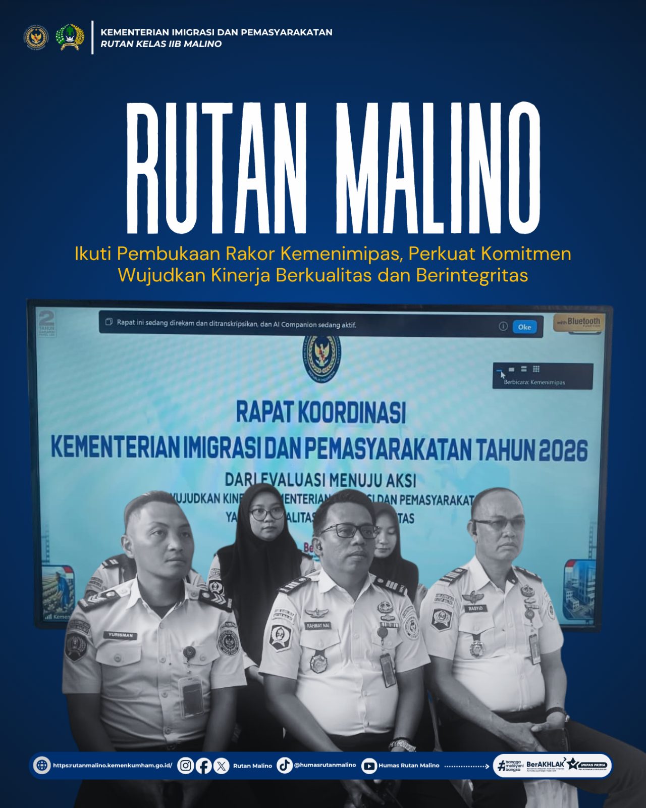 Rutan Malino Ikuti Pembukaan Rakor Kemenimipas, Perkuat Komitmen Wujudkan Kinerja Berkualitas dan Berintegritas